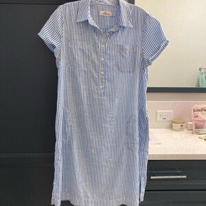 Vineyard Vines Blue and White Linen Polo Shirt Dress